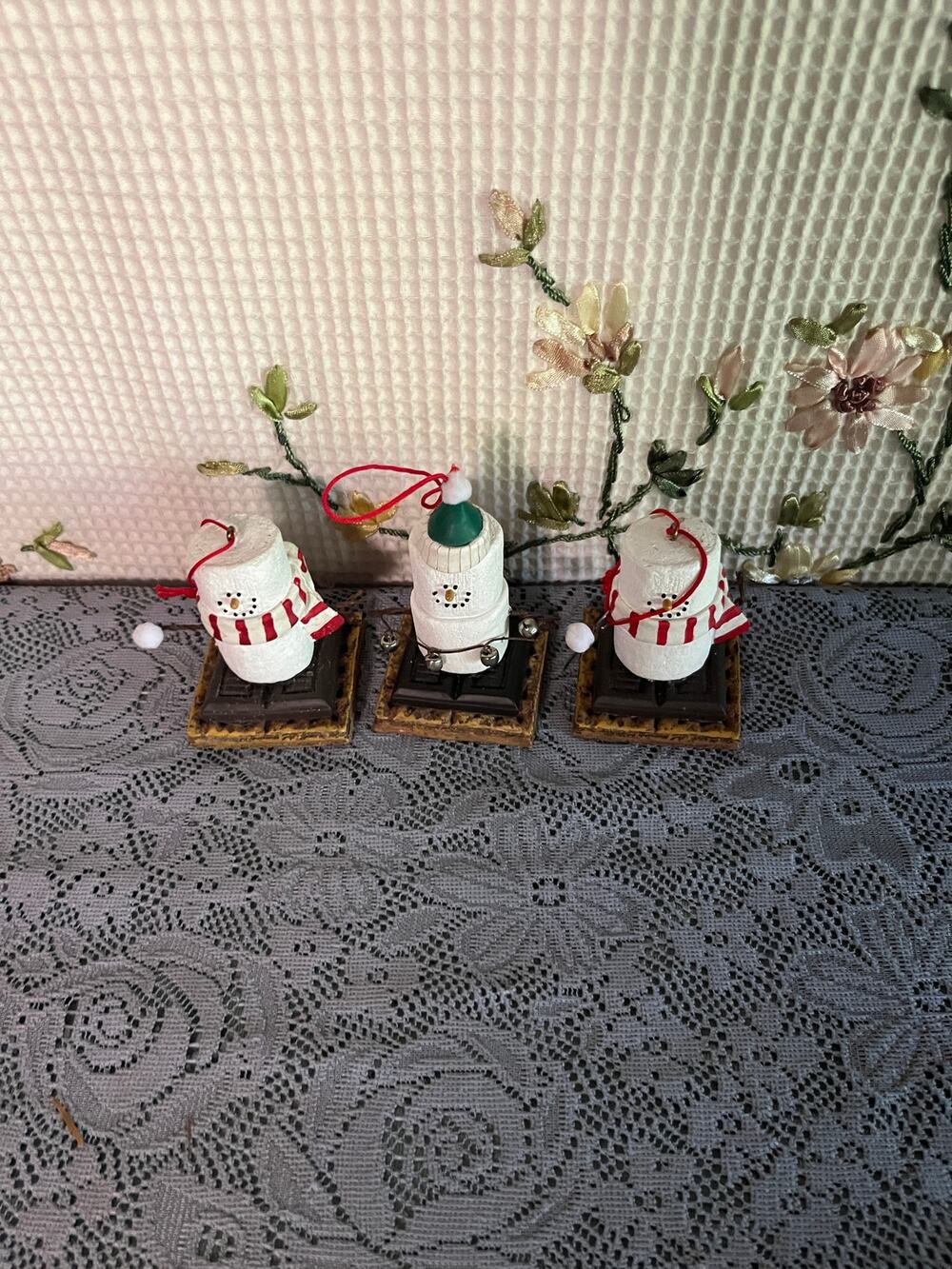 Midwest Original S'mores Marshmallow Snowman Christmas Ornaments Lot of 3
